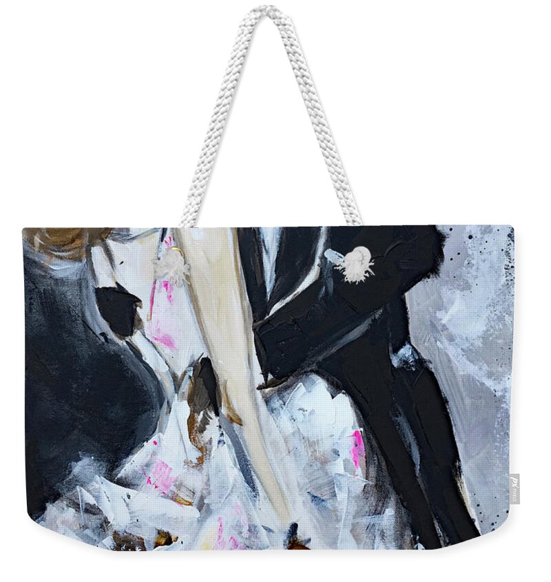 Just Married Weekender Tote Bag featuring the painting Love by Roxy Rich