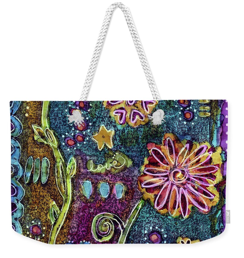 Flowers Weekender Tote Bag featuring the painting Love by Winona's Sunshyne