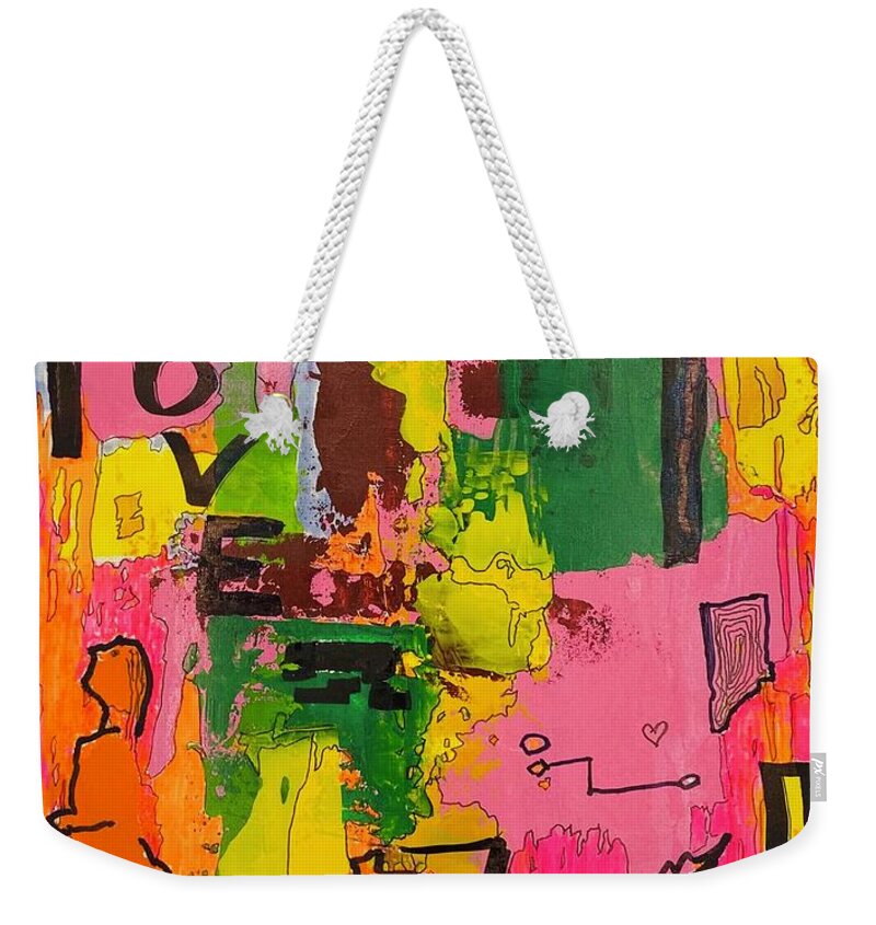  Weekender Tote Bag featuring the mixed media Love with Figure 11145 by Lew Hagood