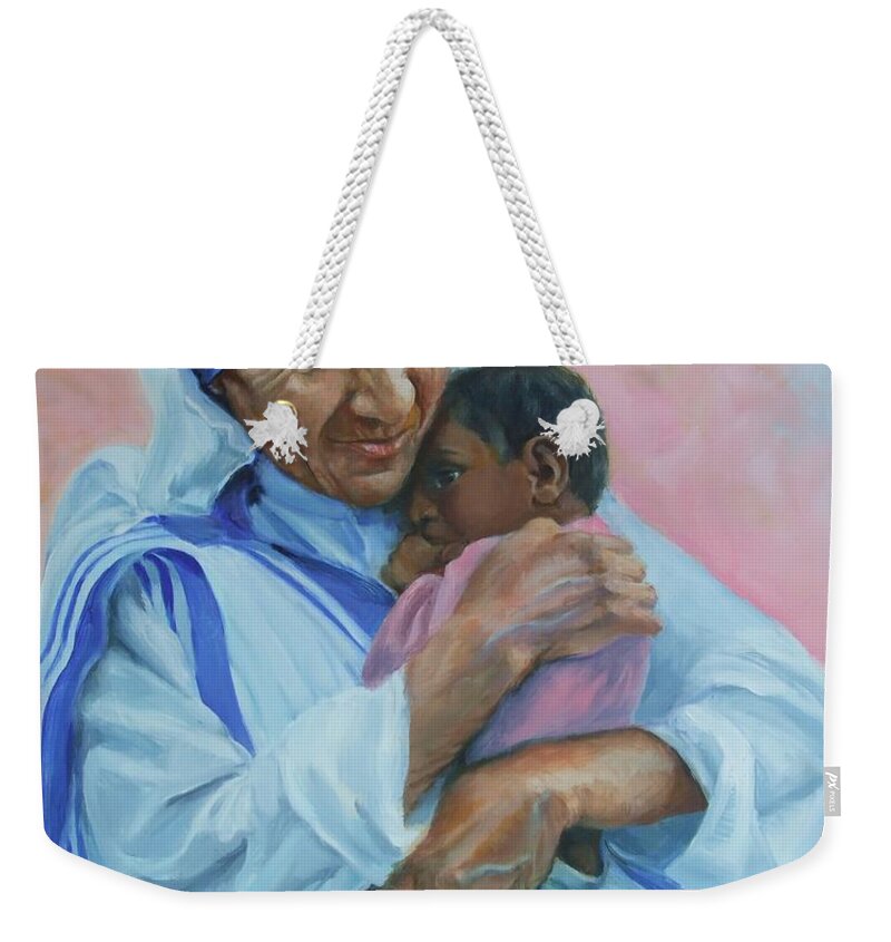 Portrait Weekender Tote Bag featuring the painting Loving Kindness by Marian Berg
