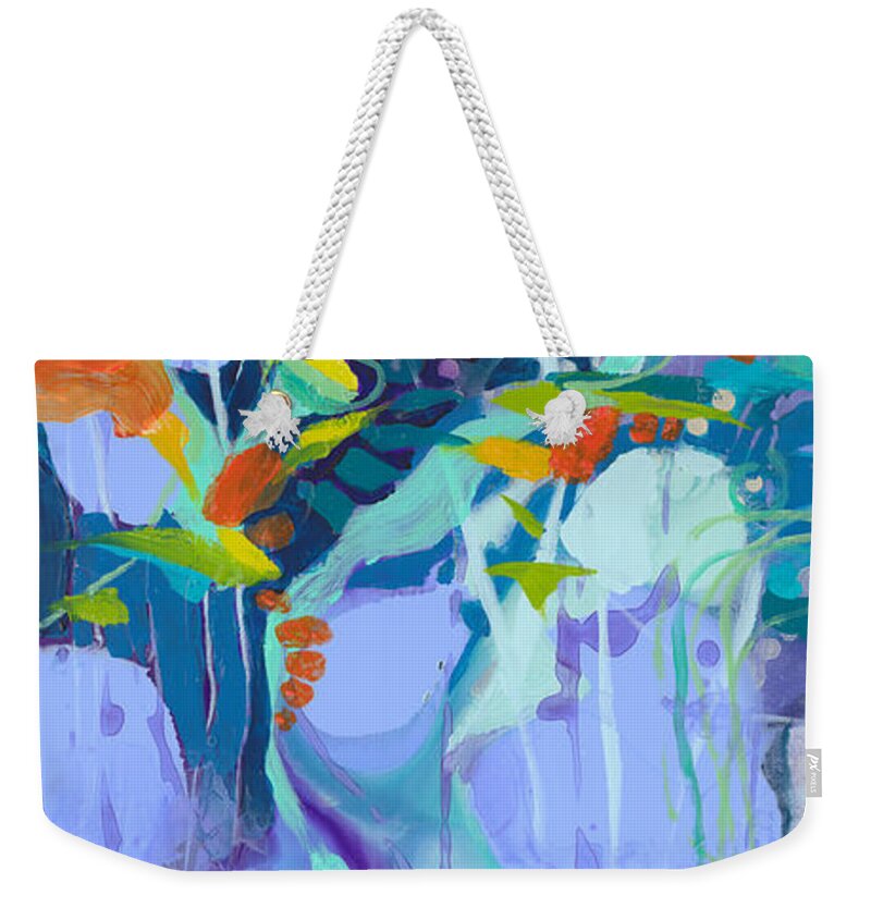 Abstract Weekender Tote Bag featuring the painting Loving the Land by Claire Desjardins