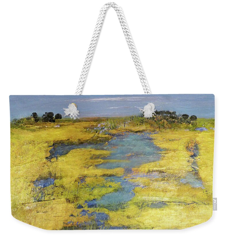 Abstract Weekender Tote Bag featuring the painting Low Country Glow by Sharon Williams Eng