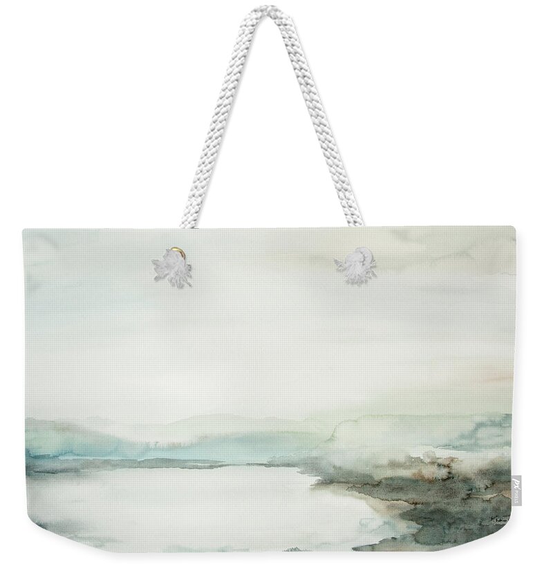Water Weekender Tote Bag featuring the painting Peaceful Lake 2 by Katrina Nixon