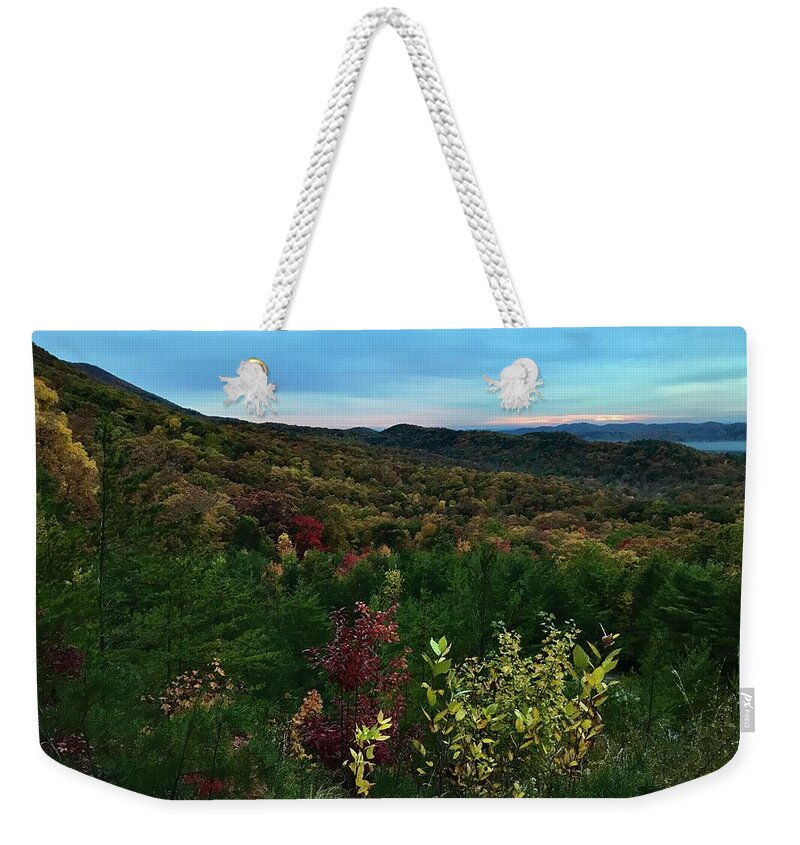 Low Sunlight Weekender Tote Bag featuring the photograph Low light Autumn Leaves by Micky Roberts
