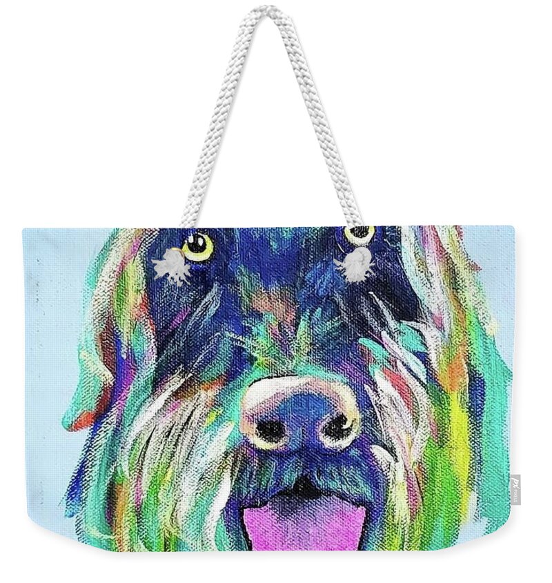 Labradoodle Weekender Tote Bag featuring the painting Lucydoodle Doodle by Amy Kuenzie