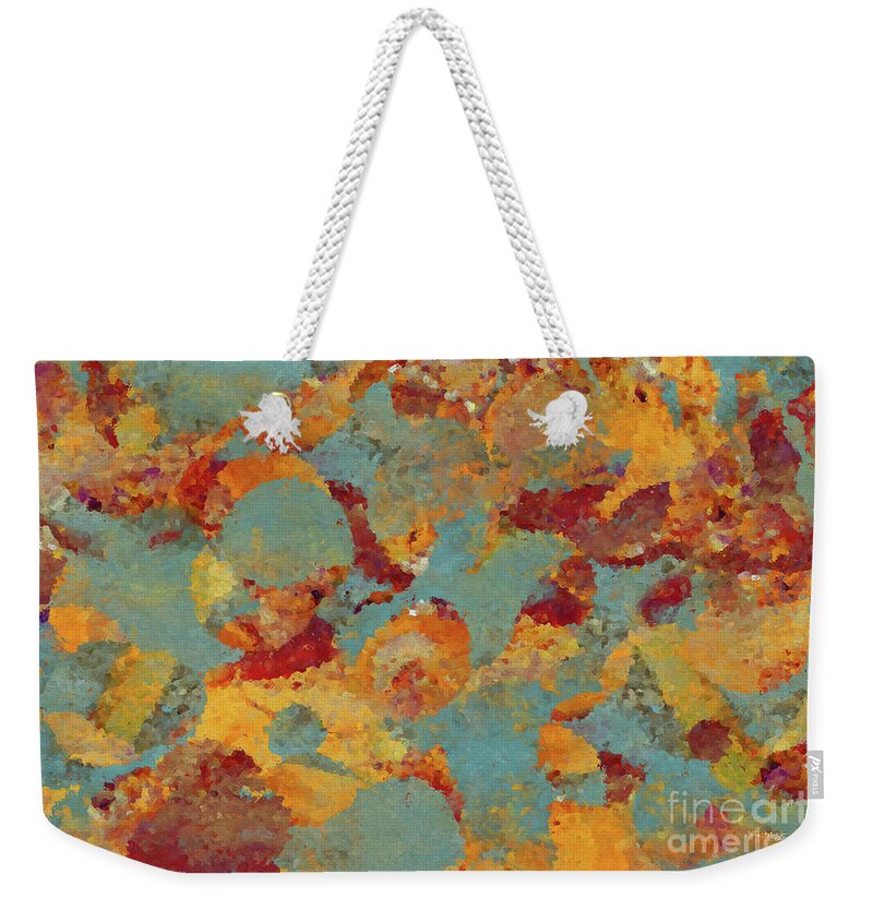 Red Weekender Tote Bag featuring the painting Luke 4 18-19. What Is The Answer? by Mark Lawrence