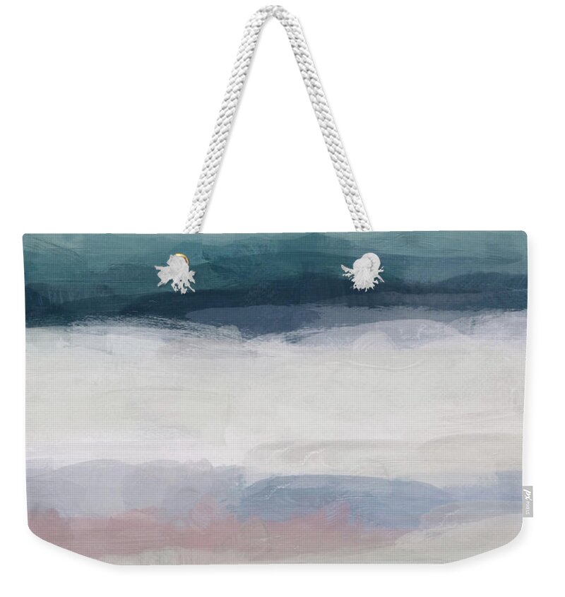 Dark Teal Weekender Tote Bag featuring the painting Lullaby Waves III by Rachel Elise