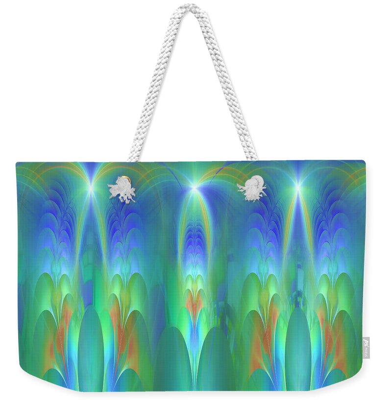 Fractal Weekender Tote Bag featuring the digital art Circle of Light and Laughter by Mary Ann Benoit