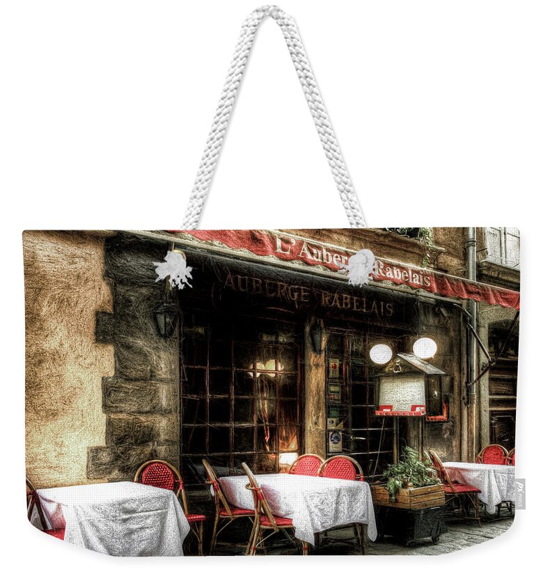 Restaurant Weekender Tote Bag featuring the digital art Lunch in Lyon by Pennie McCracken