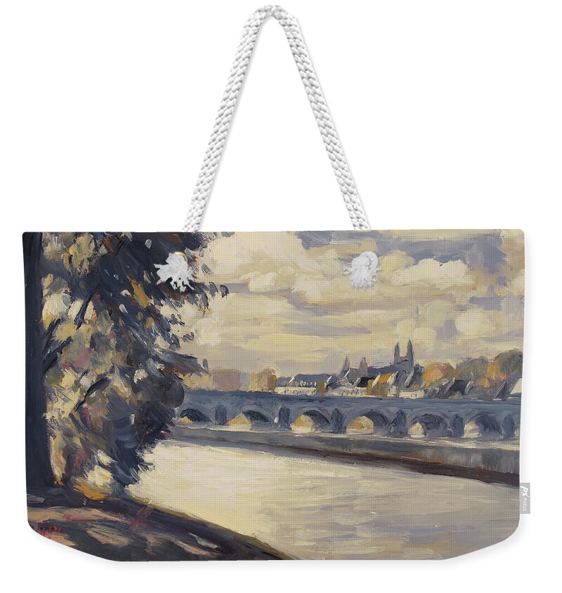 Maastricht Weekender Tote Bag featuring the painting Maastricht seen from Wyck by Nop Briex