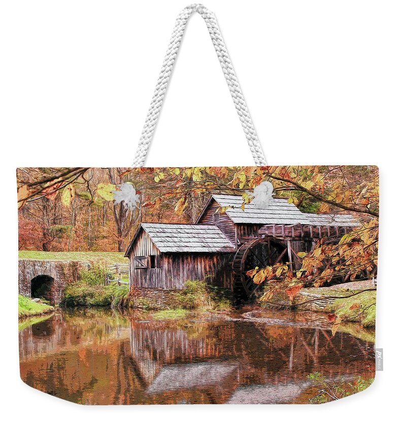Mabry Mill Weekender Tote Bag featuring the photograph Mabry Mill With Reflections by Ola Allen