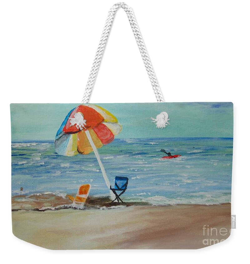 Sand Weekender Tote Bag featuring the painting MacDill Marina by Saundra Johnson