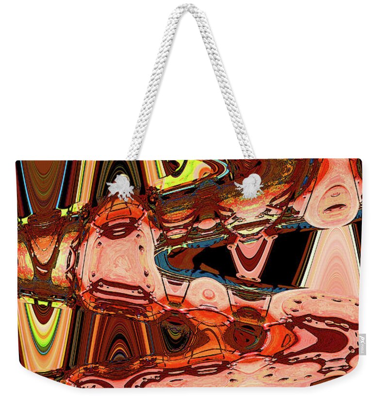 Machinery Abstract #1 Weekender Tote Bag featuring the digital art Machinery Abstract #1 by Tom Janca