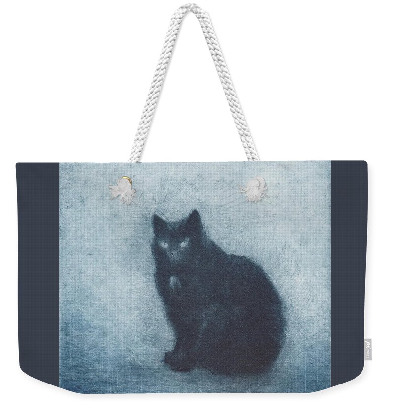 Cat Weekender Tote Bag featuring the drawing Madame Escudier - etching by David Ladmore