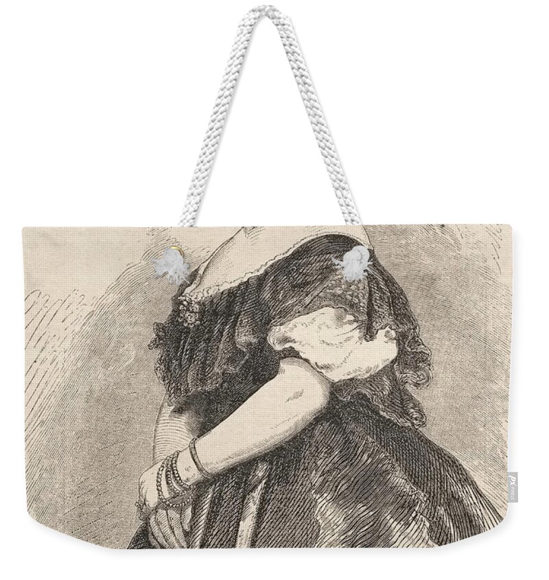 Winslow Homer Weekender Tote Bag featuring the drawing Madame Laborde, the Prima Donna by Winslow Homer