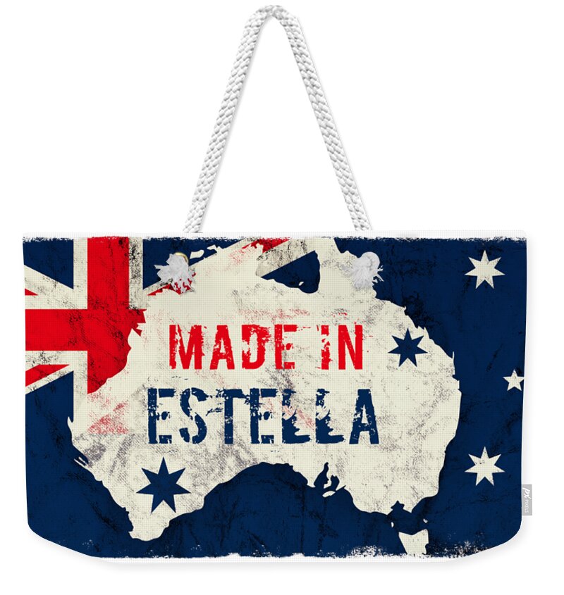 Estella Weekender Tote Bag featuring the digital art Made in Estella, Australia by TintoDesigns