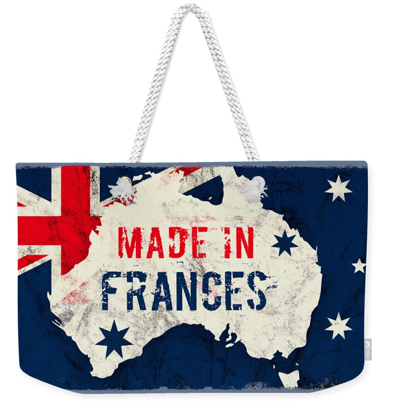 Frances Weekender Tote Bag featuring the digital art Made in Frances, Australia by TintoDesigns