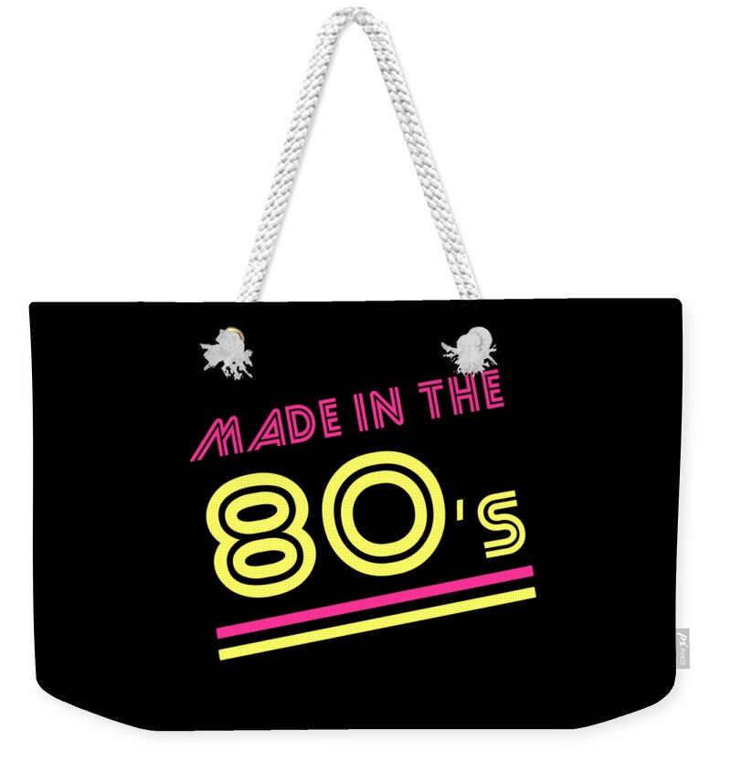 Retro Weekender Tote Bag featuring the digital art Made In The 80s by Flippin Sweet Gear