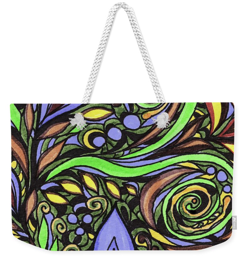 Floral Pattern Weekender Tote Bag featuring the painting Magical Floral Pattern Tiffany Stained Glass Mosaic Decor III by Irina Sztukowski