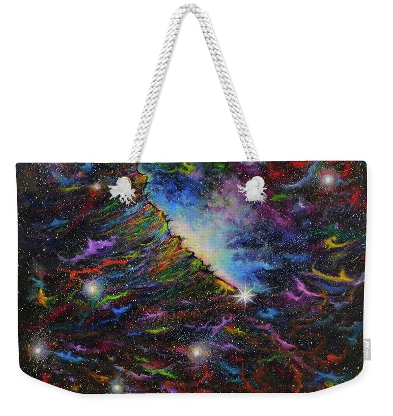Abstract Weekender Tote Bag featuring the painting Magnificent Nebula by Sudakshina Bhattacharya
