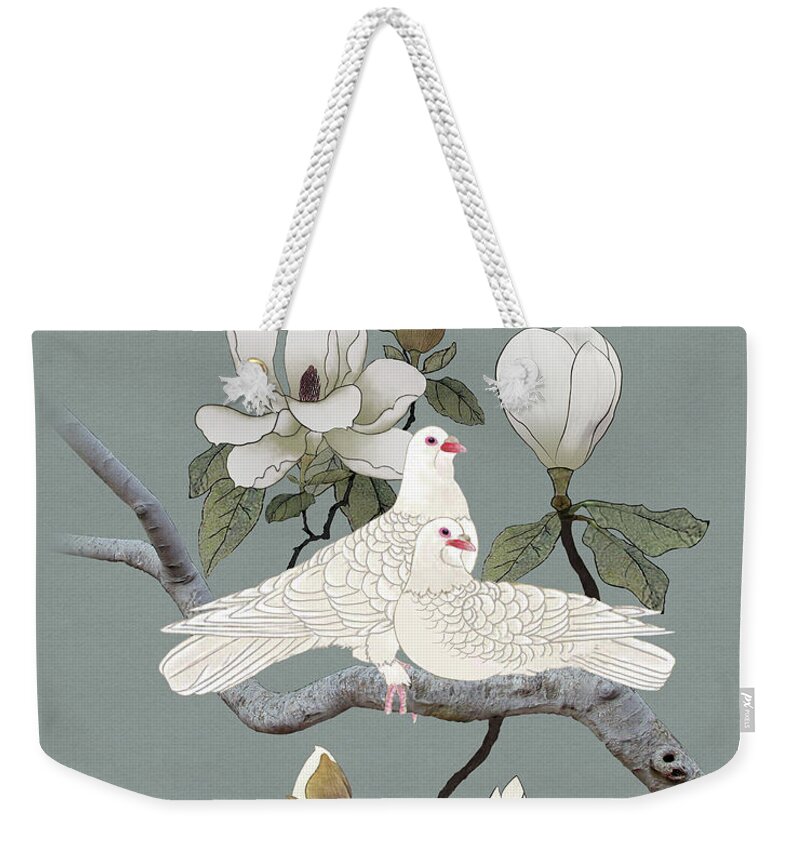 Asian Weekender Tote Bag featuring the digital art Magnolia Angels by M Spadecaller
