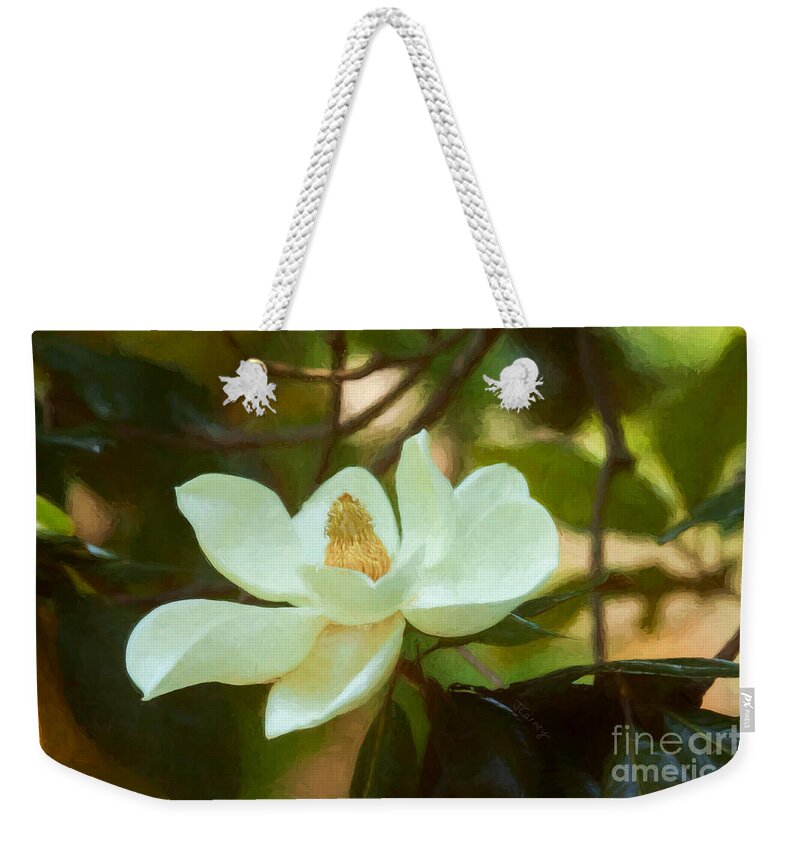 Magnolia Weekender Tote Bag featuring the digital art Magnolia Art by Jayne Carney