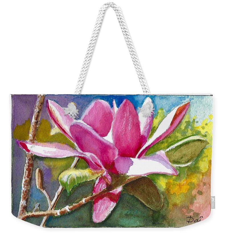 Flower Weekender Tote Bag featuring the painting Magnolia Greeting Card by Dai Wynn