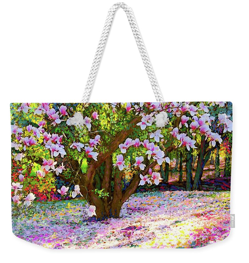 Landscape Weekender Tote Bag featuring the painting Magnolia Melody by Jane Small