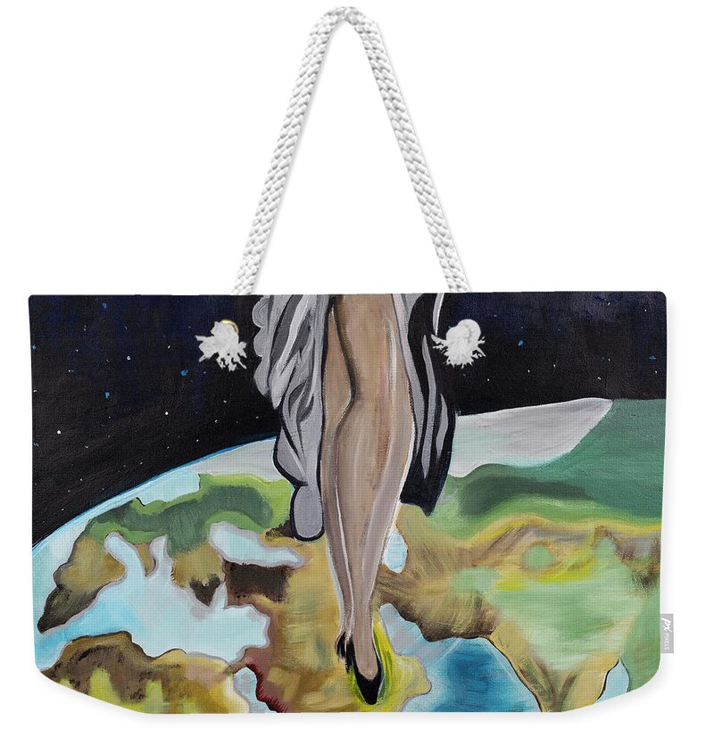 Earth Weekender Tote Bag featuring the painting Walking on Earth by Chiquita Howard-Bostic