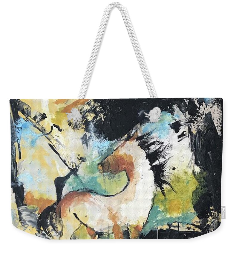 Horse Abstract Weekender Tote Bag featuring the painting Majestic by Elaine Elliott