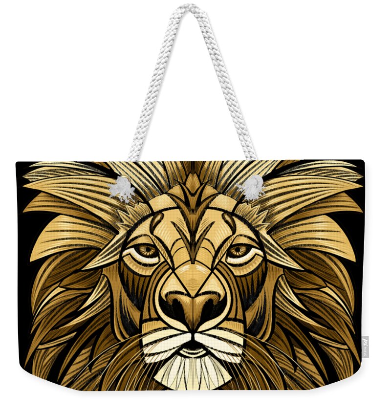 Leo Weekender Tote Bag featuring the digital art Majestic Lion No Background by John Gibbs