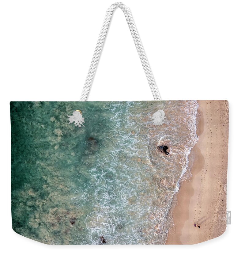Makalawena Weekender Tote Bag featuring the photograph Makalawena Beach Aerial by Christopher Johnson