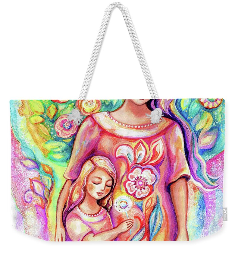 Mother And Daughter Weekender Tote Bag featuring the painting Making a Wish by Eva Campbell