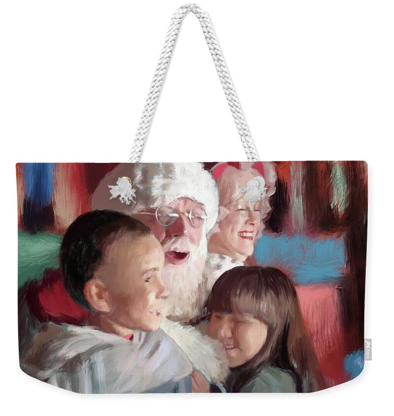 Santa Weekender Tote Bag featuring the painting Making Spirits Bright by Larry Whitler