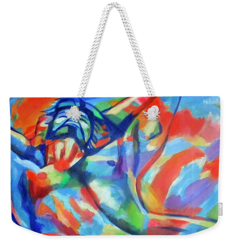 Nudes Paintings Weekender Tote Bag featuring the painting Male muse by Helena Wierzbicki