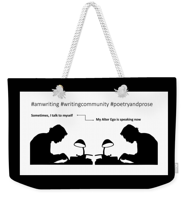 Male Weekender Tote Bag featuring the mixed media Male Writer Conversation by Nancy Ayanna Wyatt