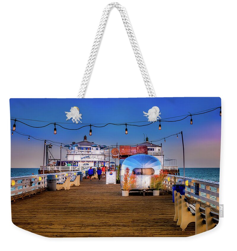 California Weekender Tote Bag featuring the photograph Malibu Farm at Malibu Pier by Dee Potter