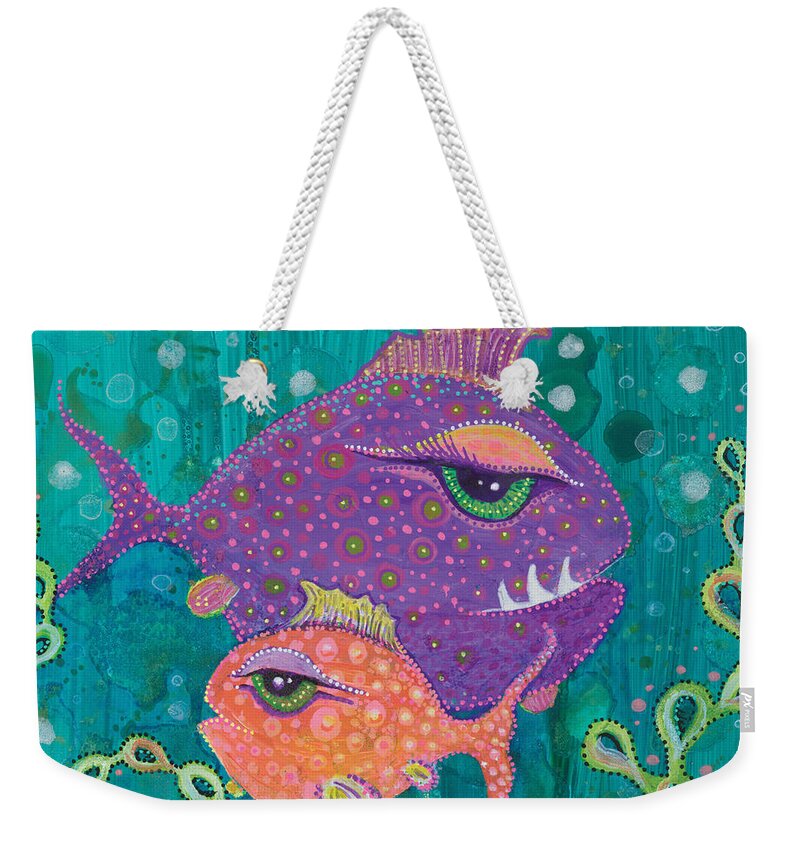 Fish School Weekender Tote Bag featuring the painting Fish School #1 by Tanielle Childers