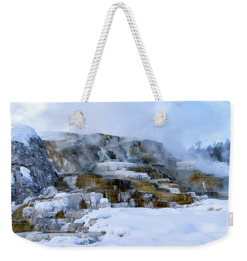 Yellowstone National Park Weekender Tote Bag featuring the photograph Mammoth Hot Springs I by Cheryl Strahl