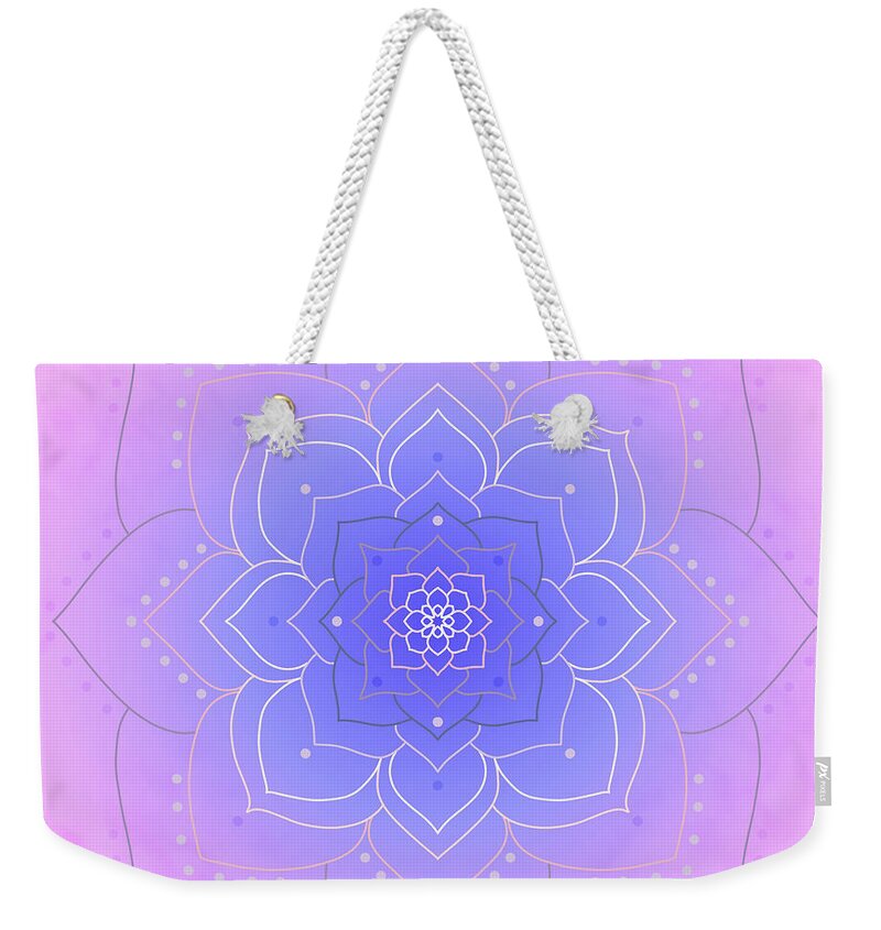 Flowers Weekender Tote Bag featuring the digital art Mandala 57 by Angie Tirado