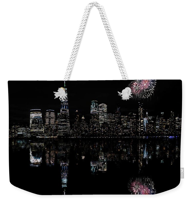 Manhattan Weekender Tote Bag featuring the photograph Manhattan at Night 2 by Ron Long Ltd Photography