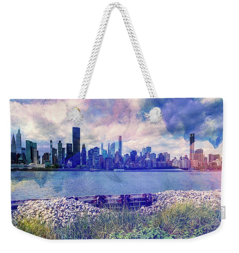 Photosbycate Weekender Tote Bag featuring the photograph Manhattan Island Vista by Cate Franklyn