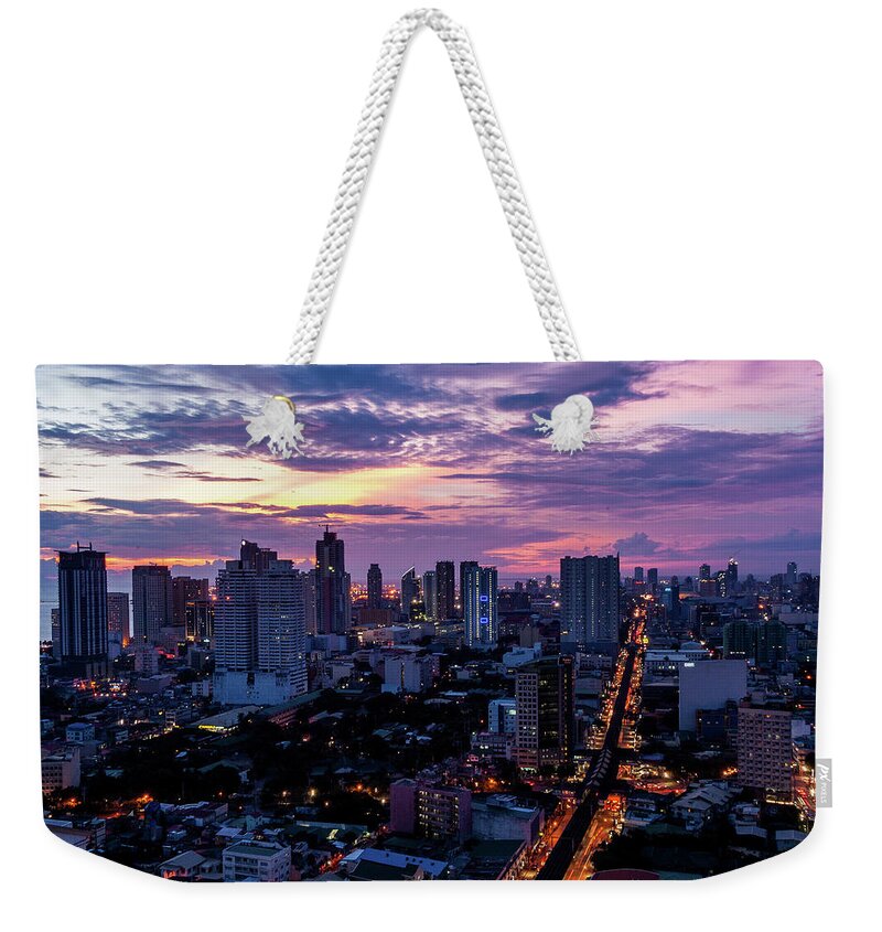 Philippines Weekender Tote Bag featuring the photograph Manla Cityscape by Arj Munoz