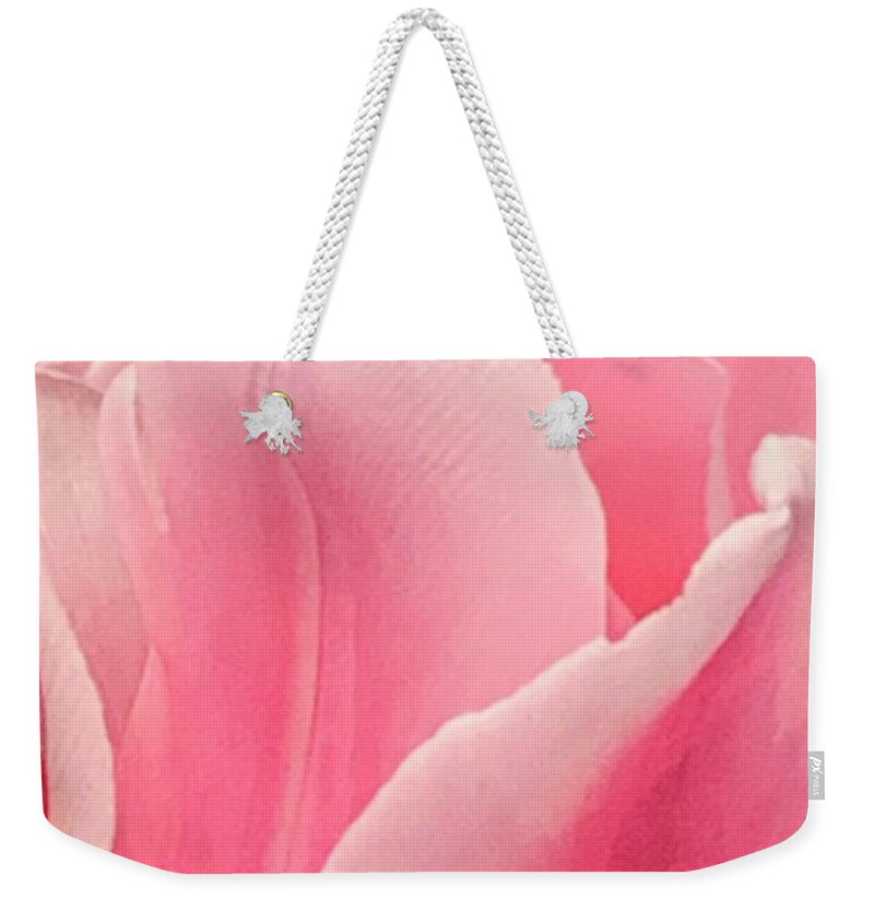 Tulip Weekender Tote Bag featuring the photograph Mantled Blush by Tiesa Wesen