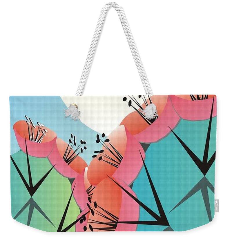 Landscape Weekender Tote Bag featuring the digital art Many Cacti One by Ted Clifton