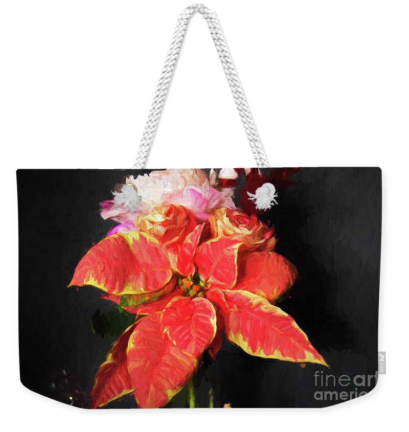 In-house Weekender Tote Bag featuring the photograph Marble Star Poinsettia by Diana Mary Sharpton