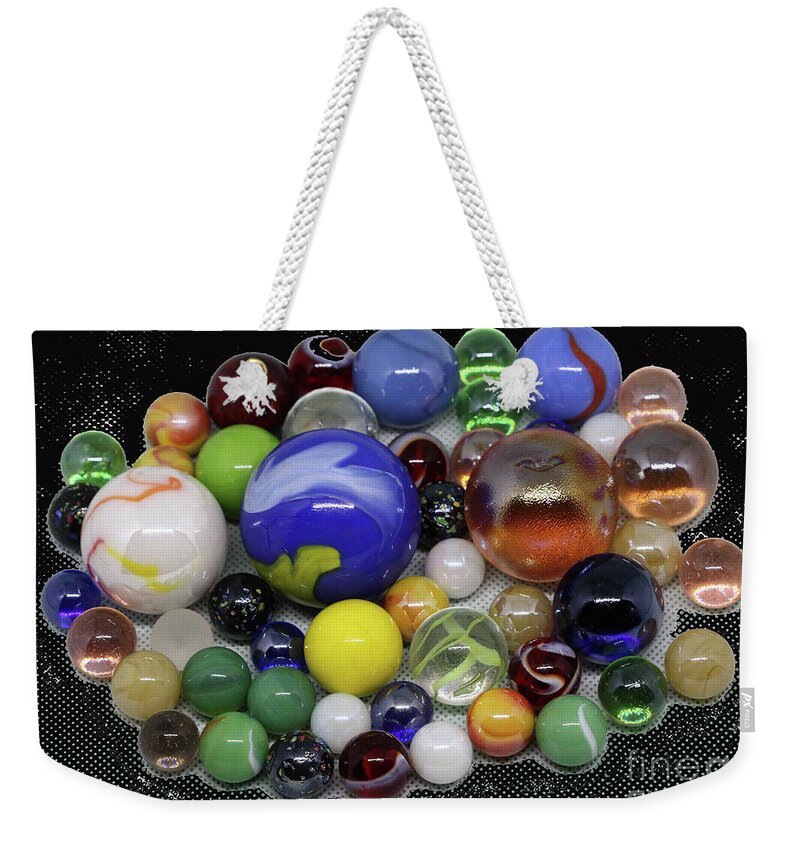 Marbles Weekender Tote Bag featuring the photograph Marbles, vintage games by Tom Conway