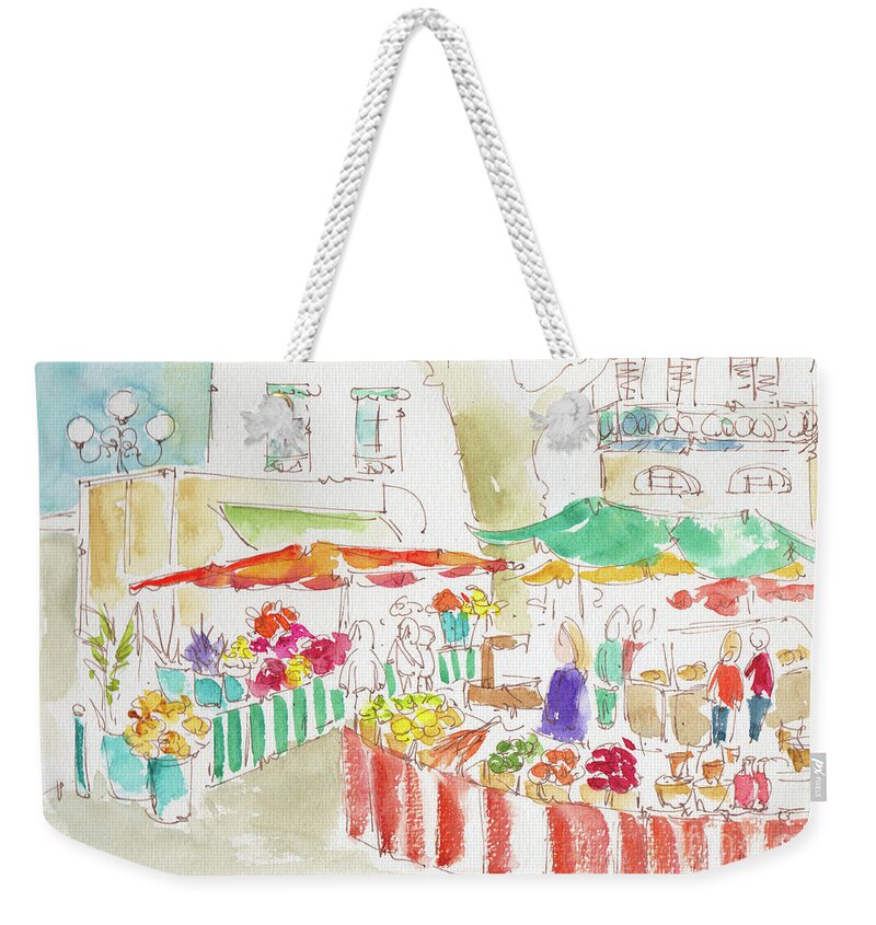 Impressionism Weekender Tote Bag featuring the painting Marche Quai St Antoine Lyon by Pat Katz