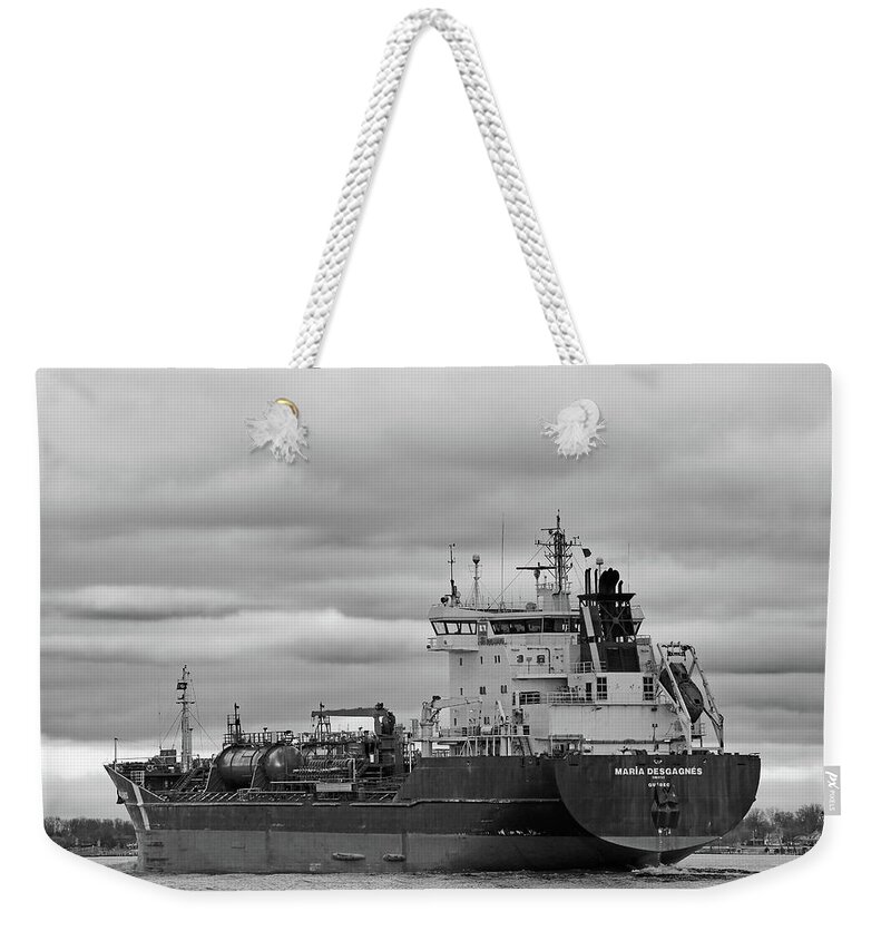 Maria. Desgagnes Weekender Tote Bag featuring the photograph Maria Desgagnes 4 BW 122220 by Mary Bedy
