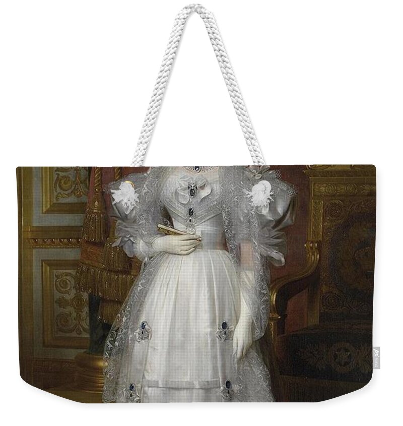 Francais Weekender Tote Bag featuring the painting Marie-Amelie de Bourbon, princesse des Deux-Siciles reine des Francais by Louis Hersent